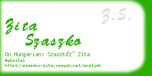 zita szaszko business card